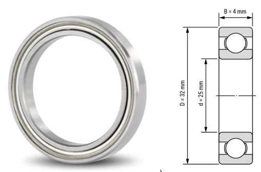 6705, 6705Z, 6705ZZ, 6705RS, 6705-2RS Ball Bearings 25x32x4mm – Miniature Deep Groove Ball Bearings for High-Speed & Precision Mechanical Applications