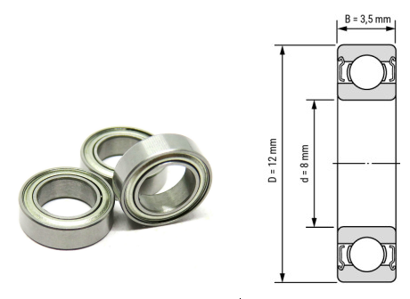 MR128, MR128Z, MR128ZZ, MR128RS, MR128-2RS Miniature Deep Groove Ball Bearings 8x12x3.5mm – Precision Micro Bearings for Small Motors, Drones, RC Models & Smart Electronics