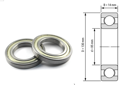 16017, 16017Z, 16017ZZ, 16017RS, 16017-2RS Deep Groove Ball Bearings 85x130x14mm – Thin-Section Precision Bearings for Industrial Motors, Heavy-Duty Fans, Pumps & Machinery