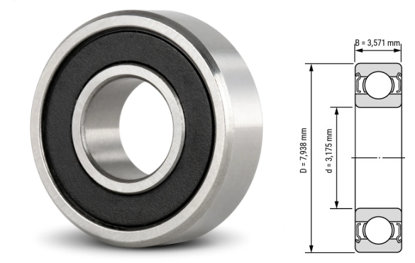 R2-5, R2-5​Z, R2-5​ZZ, R2-5​RS, R2-52RS Inch Deep Groove Ball Bearings 1/8"x5/16"x9/64" (3.175x7.938x3.571mm) – Miniature Sealed Bearings for Small Motors, RC Cars, Drones, Printers & Precision Device
