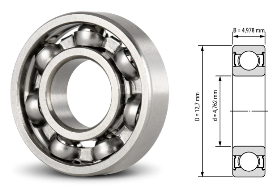 R3, R3Z, R3ZZ, R3RS, R3-2RS Inch Deep Groove Ball Bearings 3/16"x1/2"x10/51" (4.762x12.7x4.978mm) – Ultra-Miniature Sealed Bearings for Precision Instruments, Small Motors, Medical Devices & RC Models