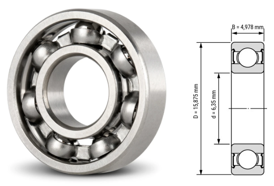 R4, R4Z, R4ZZ, R4RS, R4-2RS Inch Deep Groove Ball Bearings 1/4"x5/8"x10/51" (6.35x15.875x4.978mm) – Miniature Sealed Bearings for Small Motors, Power Tools, Printers, RC Models & Precision Equipment