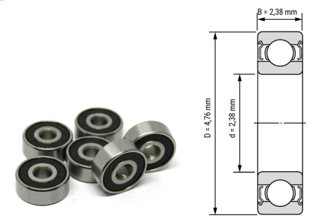 R133, R133Z, R133ZZ, R133RS, R133-2RS Inch Deep Groove Ball Bearings 3/32"​x3/16"​x3/32" (2.38x4.76x2.38mm) – Heavy-Duty Sealed Bearings for Large Motors, Pumps, Industrial Fans, Gearboxes & Machinery